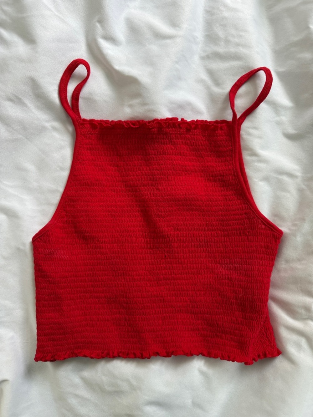 Forever 21 Red Smocked Cropped Cami Tank